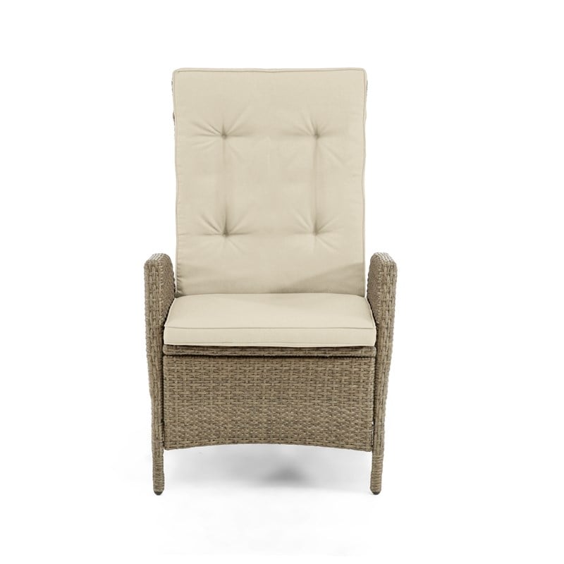 Greemotion Garda Outdoor Aluminum Polyrattan Reclining Chair in Beige