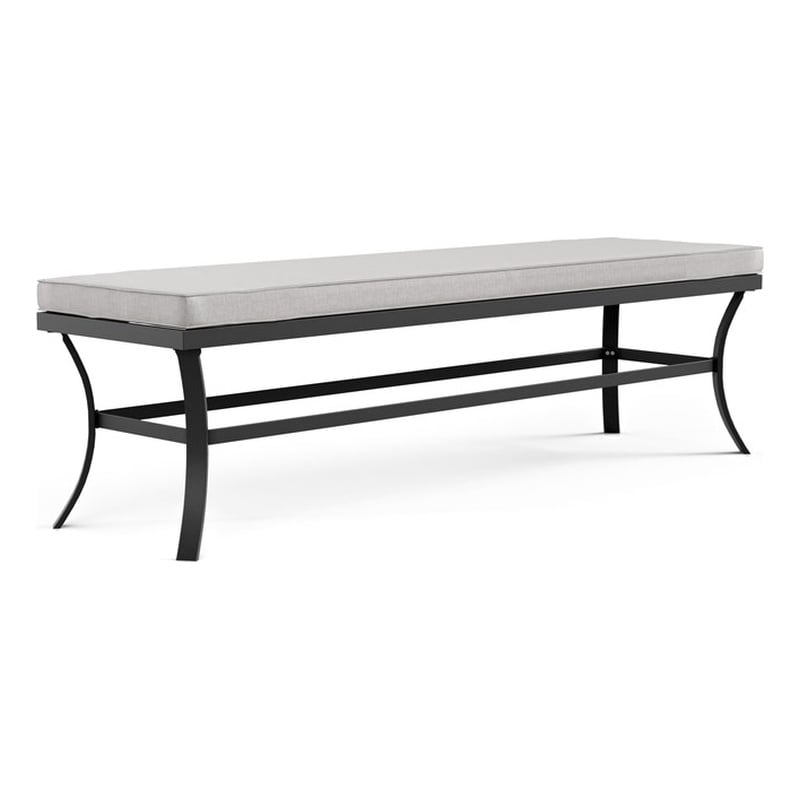 Greemotion Sintra 59-inch Black Outdoor Metal Bench with Gray Cushion