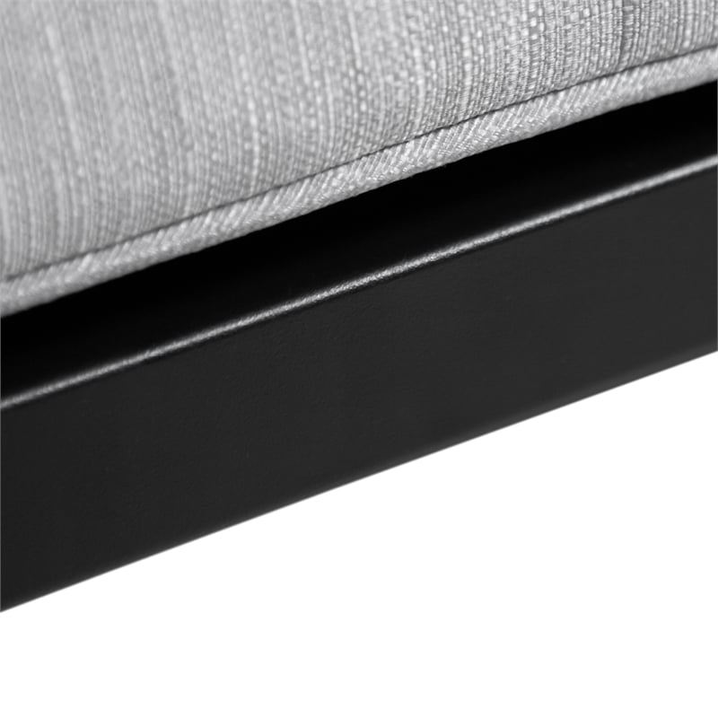 Greemotion Sintra 59-inch Black Outdoor Metal Bench with Gray Cushion
