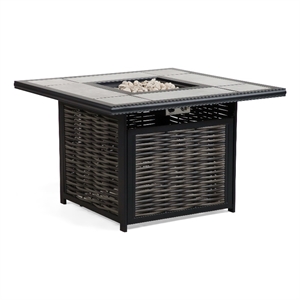 Greemotion Segovia 26.5&quotH x 40&quotW Black Metal Outdoor Firepit with Lid