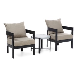 Greemotion 3-Piece Lotus Stackable Outdoor Metal Bistro Set in Black