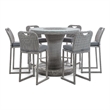 Greemotion Cyprus 7-Piece Stainless Steel Gray Patio Bar Height Dining Set