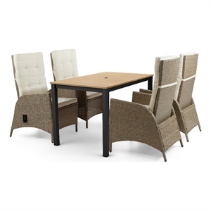 Greemotion 5-Piece Outdoor Patio Metal Dining Set with Reclining Chairs
