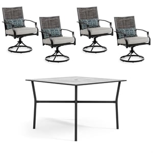 Greemotion Sintra 5-Piece Square Metal Outdoor Patio Dining Set in Black
