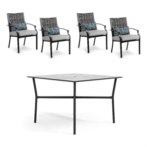 Greemotion Sintra5-Piece Square Metal Outdoor Patio Dining Set in Black