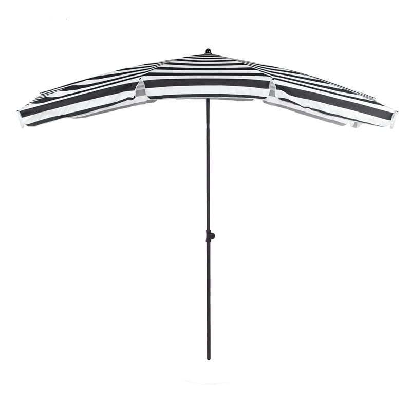 Greemotion Sleek 2 Set Steel Black and White Fabric Patio Umbrella with Base