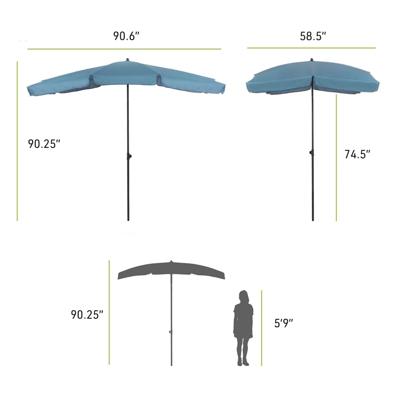 Greemotion Sleek Set of 2 Stainless Steel Blue Fabric Patio Umbrella with Base
