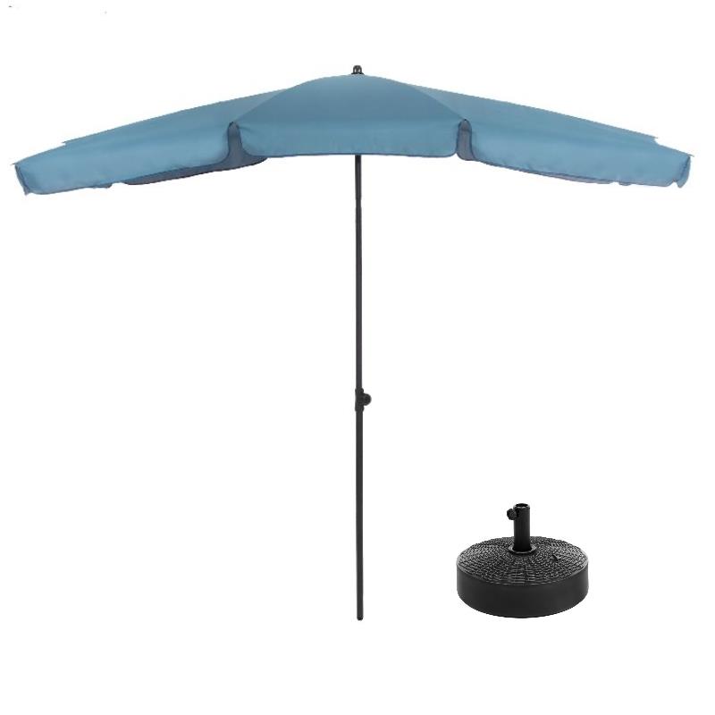 Greemotion Sleek Set of 2 Stainless Steel Blue Fabric Patio Umbrella with Base
