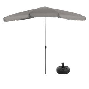 Greemotion Set of 2 Sleek Stainless Steel Gray Fabric Patio Umbrella with Base