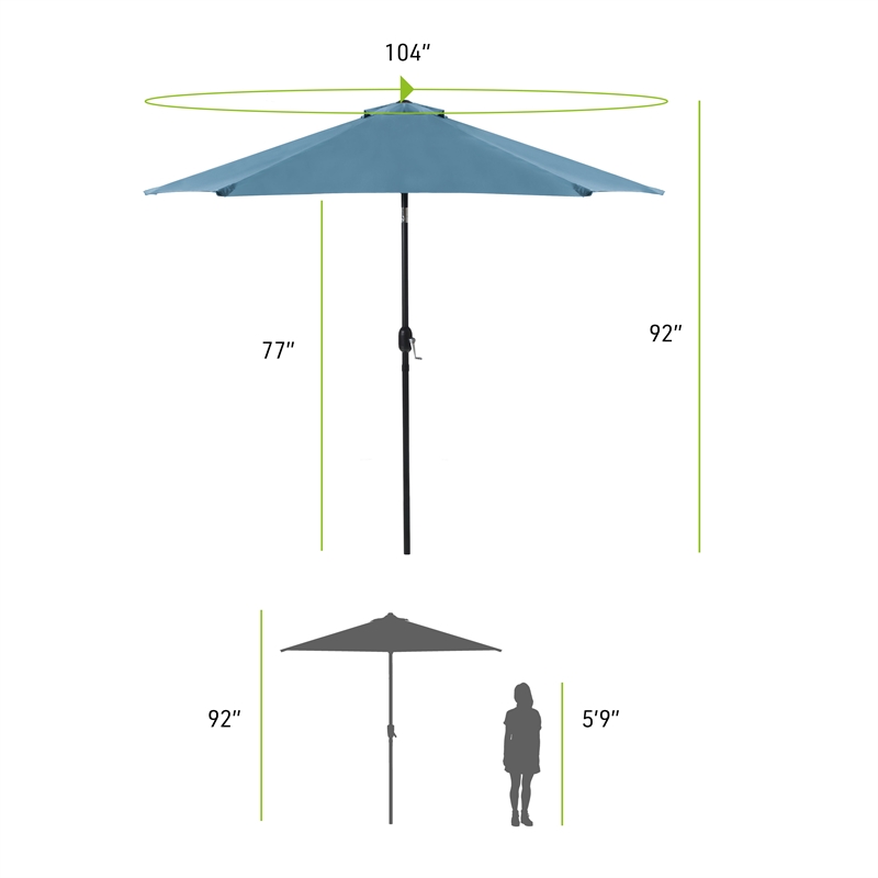 Greemotion Set of 2 Halo 9Ft Blue Tilting Fabric Patio Umbrella with Base