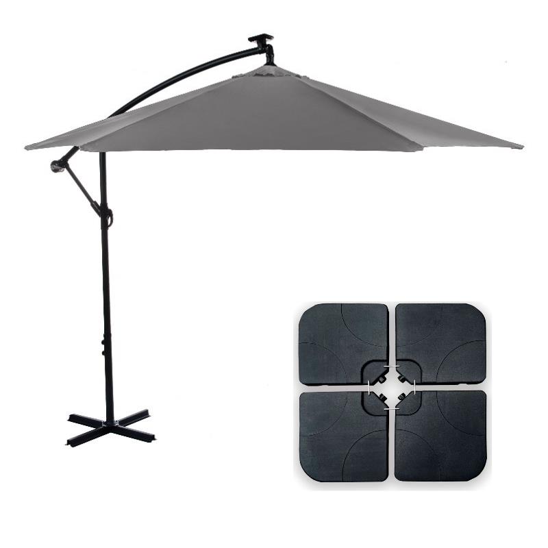 Greemotion Set of 2 Glam 10Ft Gray Cantilever Fabric Patio Umbrella with Base