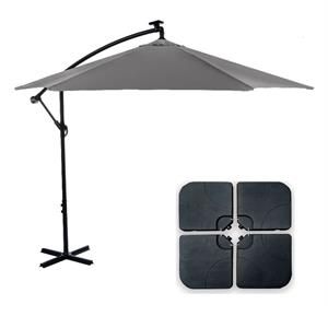 Greemotion Set of 2 Glam 10Ft Gray Cantilever Fabric Patio Umbrella with Base