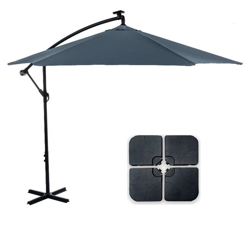 Greemotion Set of 2 Glam 10Ft Navy Cantilever Fabric Patio Umbrella with Base