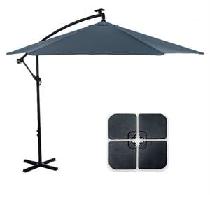 Greemotion Set of 2 Glam 10Ft Navy Cantilever Fabric Patio Umbrella with Base