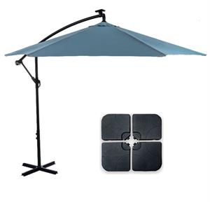 Greemotion Set of 2 Glam 10Ft Blue Cantilever Fabric Patio Umbrella with Base