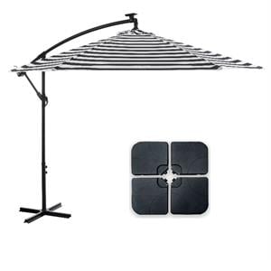 Greemotion Set of 2 Glam 10Ft Stripe Cantilever Fabric Patio Umbrella with Base