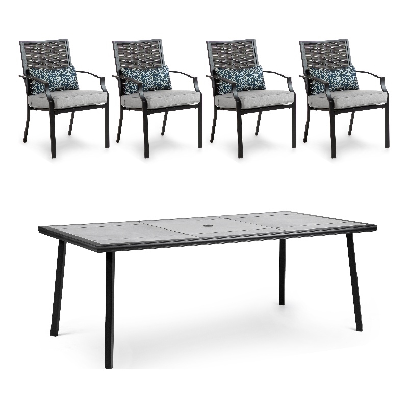 Greemotion 5- Piece Sintra 76-inch Metal Outdoor Patio Dining Set in Black