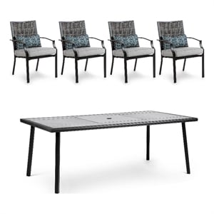 Greemotion 5- Piece Sintra 76-inch Metal Outdoor Patio Dining Set in Black