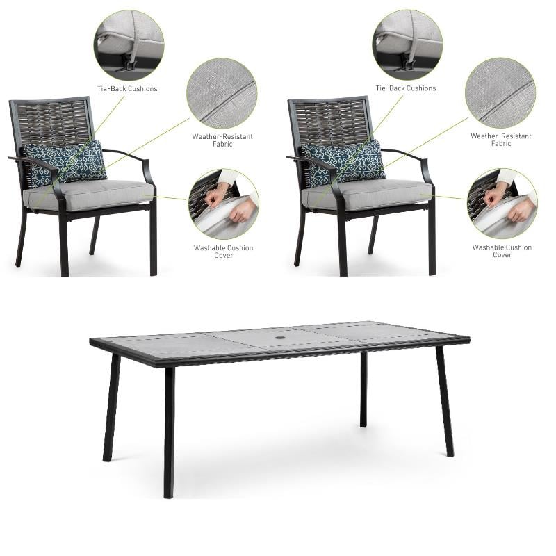Greemotion 5- Piece Sintra 76-inch Metal Outdoor Patio Dining Set in Black