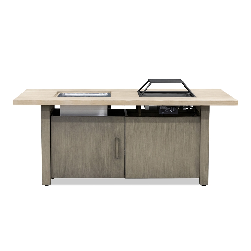 Greemotion Bordeaux Natural Finish Metal Outdoor Fire Pit Table Grill