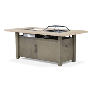Greemotion Bordeaux Natural Finish Metal Outdoor Fire Pit Table Grill