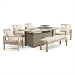Greemotion Bordeaux 6-Piece Natural Finish Metal Outdoor Fire Pit Dining Set