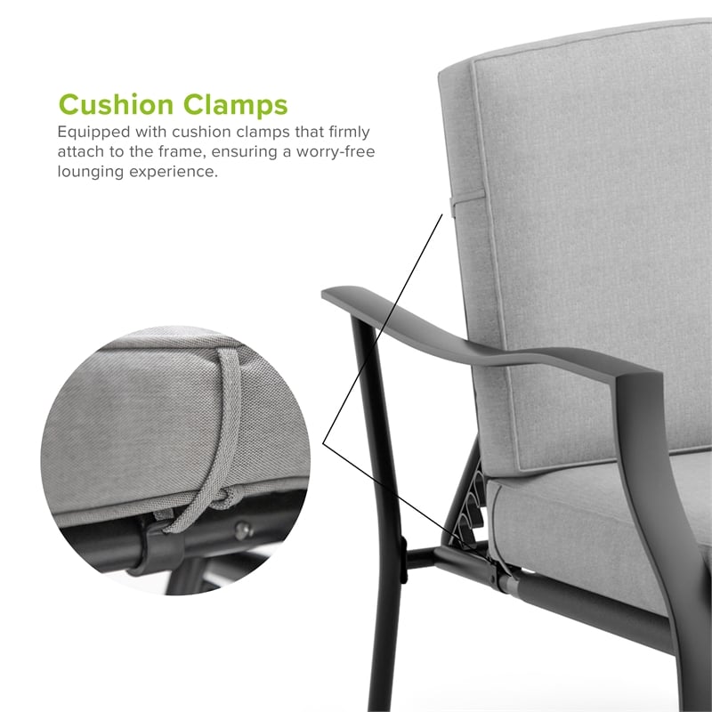 Greemotion Palma 4-Piece Metal Conversation Sets Outdoor Recliner Gray