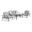 Greemotion Palma 4-Piece Metal Conversation Sets Outdoor Recliner Gray