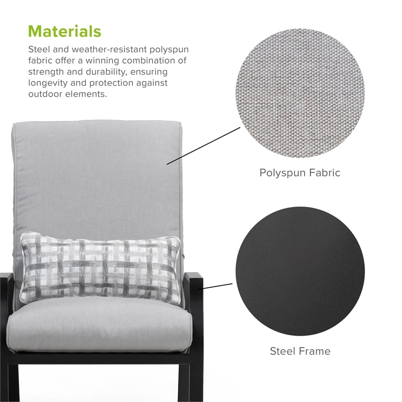 Greemotion Palma 6-Piece Two-Tone Metal Outdoor Reclining Armchairs in Gray