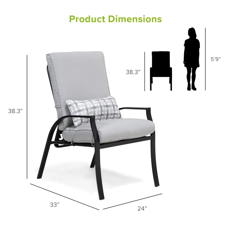 Greemotion Palma 6-Piece Two-Tone Metal Outdoor Reclining Armchairs in Gray
