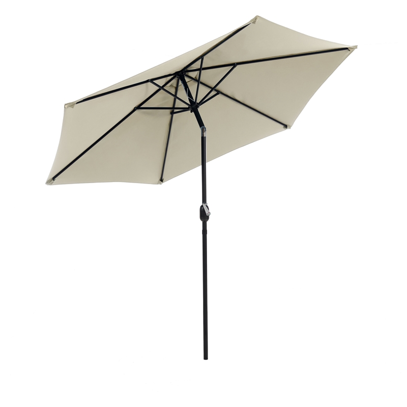 Greemotion Halo 9Ft Beige Articulated Metal Tilting Fabric Patio Umbrella