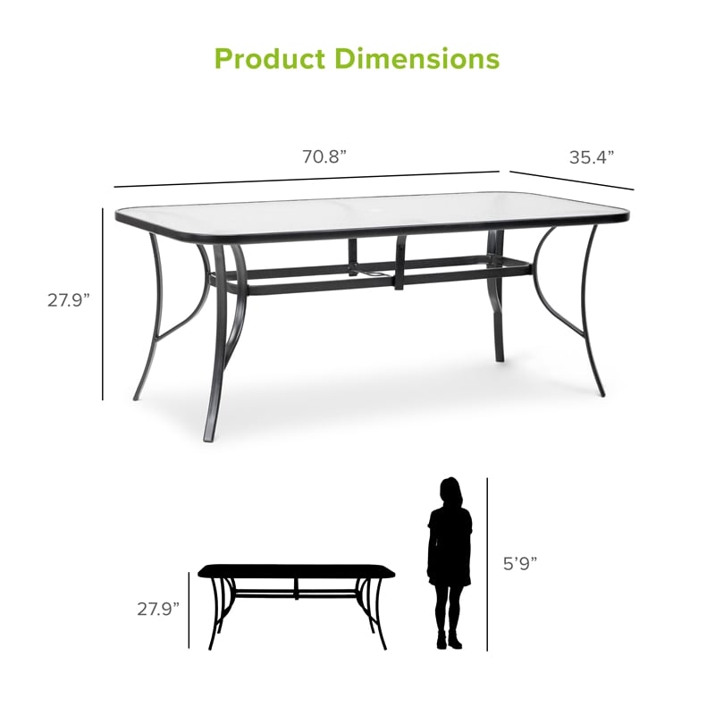 Greemotion Palma Patio 7-Piece Metal Patio Dining Set Outdoor Set in Gray