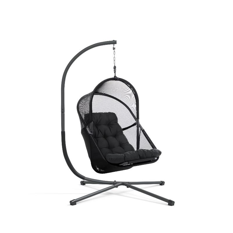 Greemotion 2-Piece Breeze Outdoor Foldable Mesh Fabric Egg Swing Set in Black