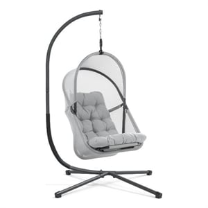 Greemotion 2-Piece Outdoor Foldable Mesh Fabric & Metal Swing Set in Light Gray
