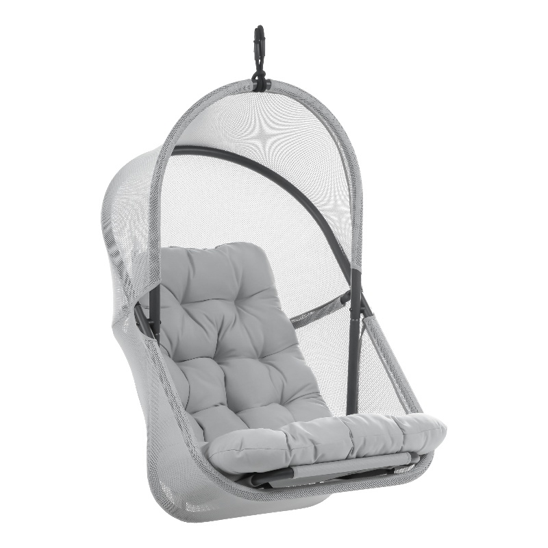 Greemotion 2-Piece Outdoor Foldable Mesh Fabric & Metal Swing Set in Light Gray
