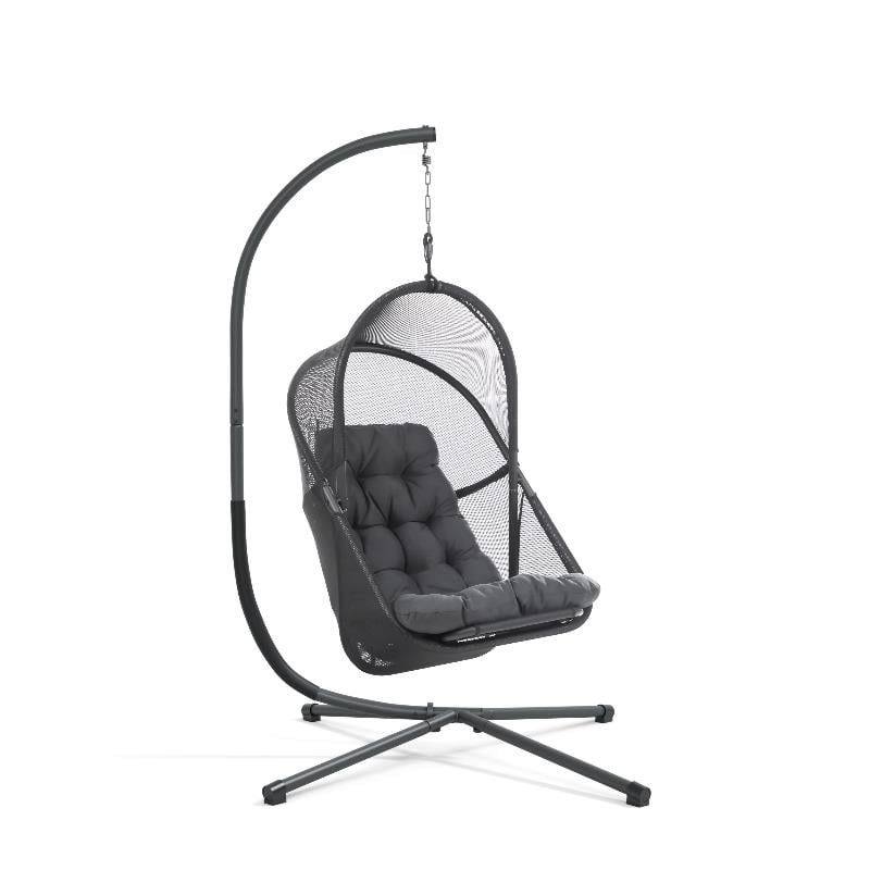 Greemotion 2-Piece Outdoor Foldable Mesh Fabric & Metal Swing Set in Dark Gray