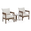 Greemotion 3-Piece Stackable Outdoor Aluminum & Fabric Bistro Set in Natural