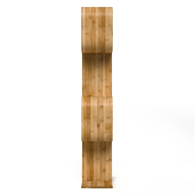 Greemotion Jena 4-Tier S-Shaped Bamboo Bookcase in Natural