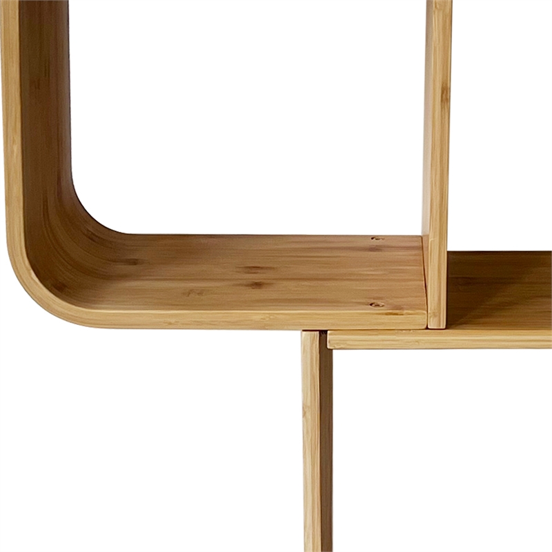 Greemotion Jena 4-Tier S-Shaped Bamboo Bookcase in Natural