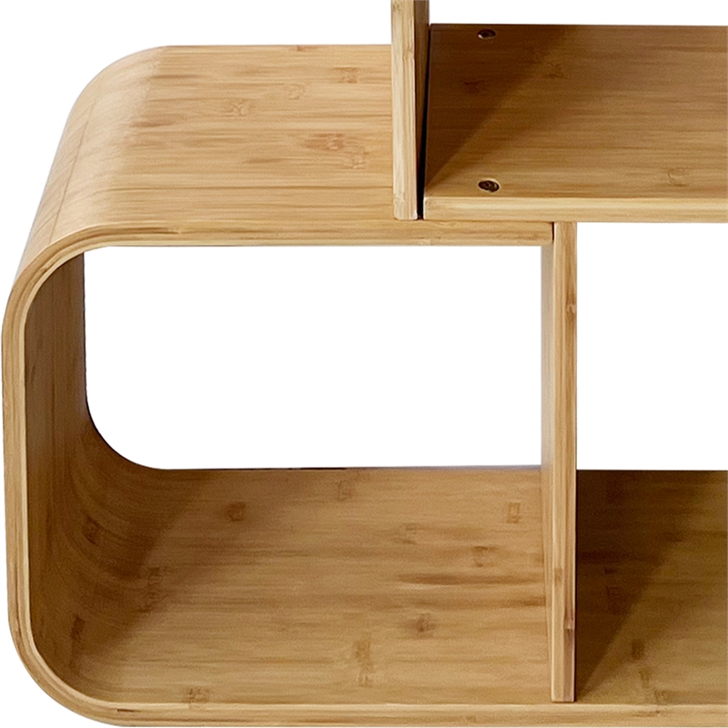 Greemotion Jena 4-Tier S-Shaped Bamboo Bookcase in Natural