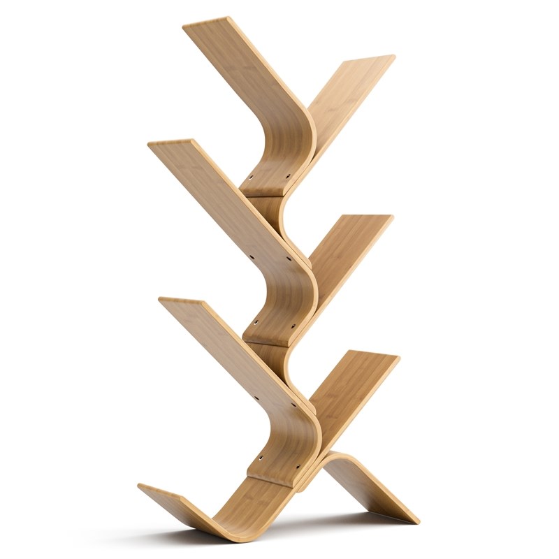 Greemotion Jena 6-Tier Curved Bamboo Bookcase in Natural