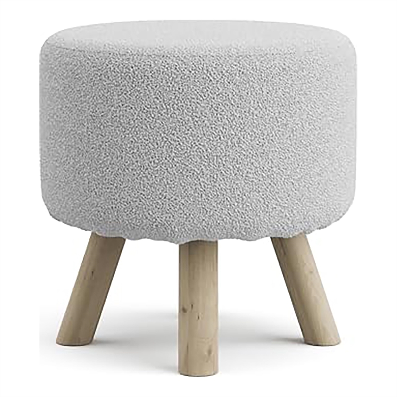 Greemotion Essen White Fabric Upholstered Round Footstools (Set of 2)