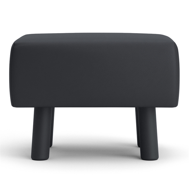 Greemotion Lubeck Black Faux Leather Upholstered Footstools (Set of 2)