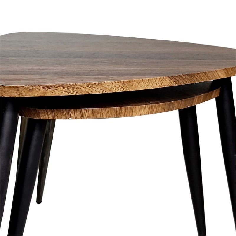 Greemotion Braun Wood Triangular 2-Piece Nesting End Tables in Natural
