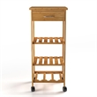 Greemotion Dahn Bamboo 3-Shelf Kitchen Cart with Drawer in Natural