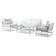 Octavian Metal 4-Piece Outdoor Wicker Sofa Set in White