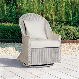 Orin Metal and Swivel Outdoor Wicker Chair in White