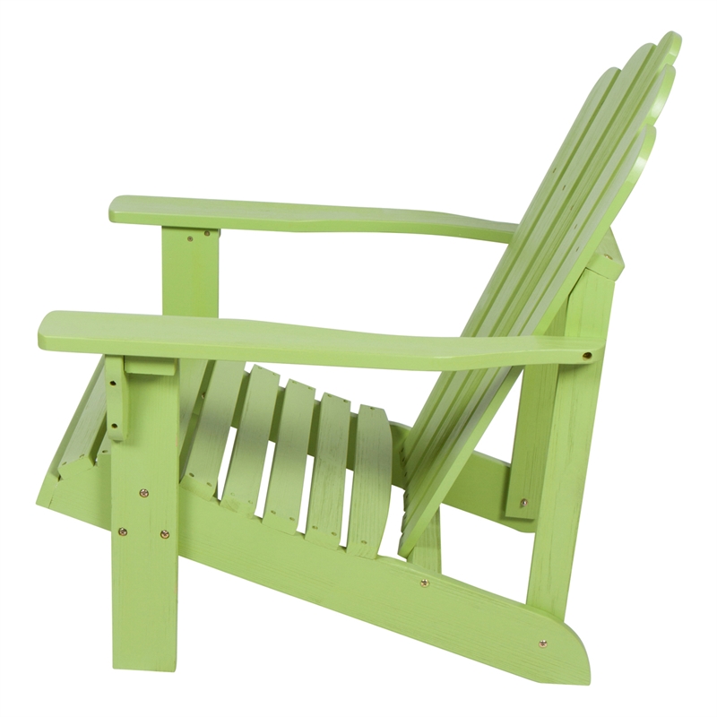Shine Company Traditional Cedar Wood Patio Porch Adirondack Chair in Green