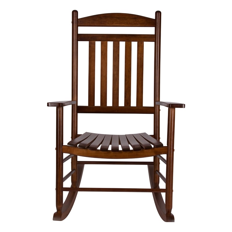 Shine Company Traditional Hardwood Indoor/Outdoor Porch Rocker in Brown
