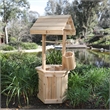 Shine Company Transitional Cedar Wood Decorative Wishing Well in Beige